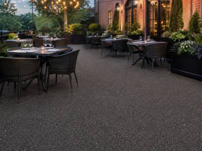 Restaurant patio finished in rubber surfacing